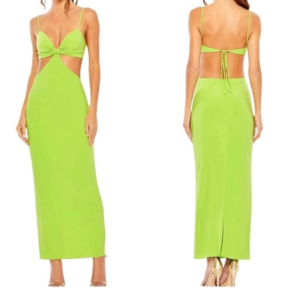 Mac Duggal 27110 Cutout Sage Green Maxi Dress Size 2 NWT - Picture 1 of 8